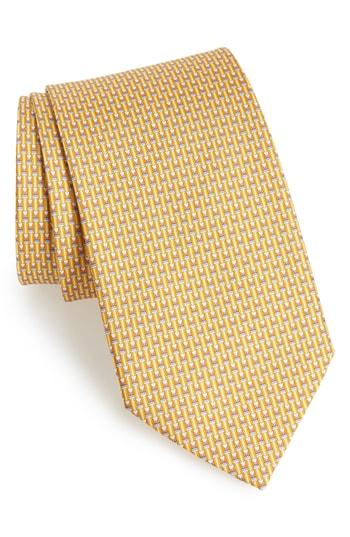 Men's Salvatore Ferragamo Fina Print Silk Tie, Size - Yellow