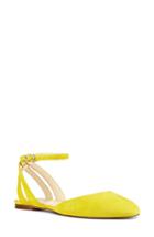 Women's Nine West Begany Ankle Strap Flat .5 M - Yellow