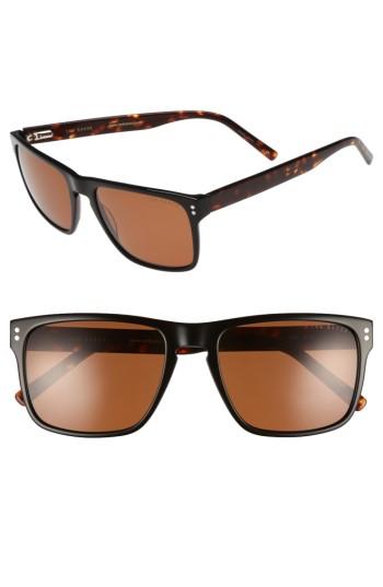 Men's Ted Baker London 56mm Polarized Rectangle Sunglasses - Tortoise