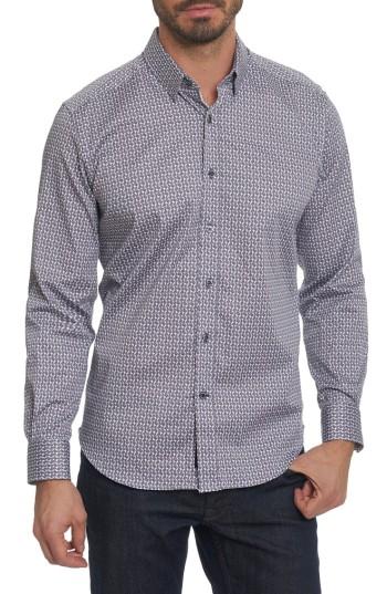 Men's Robert Graham Mitch Tailored Fit Paisley Sport Shirt - Black