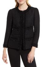 Women's Anne Klein Fringe Tweed Jacket - Black