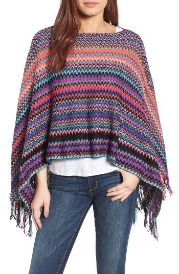 Women's Missoni Fringe Poncho, Size - Pink