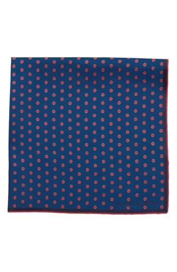 Men's Hook + Albert Mamba Dot Silk Pocket Square, Size - Blue