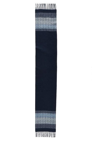 Men's Nordstrom Men's Shop Stripe Cashmere Scarf, Size - Blue