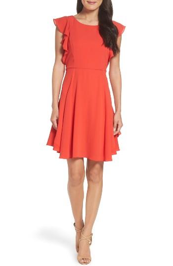 Women's Julia Jordan Ruffle Fit & Flare Dress - Red