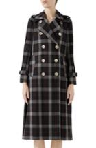 Women's Gucci Oversize Check Pleated Back Coat Us / 40 It - Black