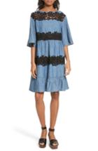 Women's See By Chloe Lace Panel Chambray Dress Us / 34 Fr - Blue