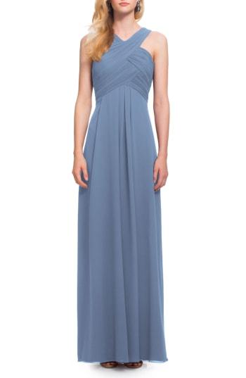 Women's #levkoff Crisscross Bodice Chiffon Gown (similar To 16w) - Blue