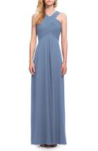 Women's #levkoff Crisscross Bodice Chiffon Gown (similar To 16w) - Blue