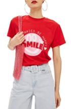 Women's Topshop Smile Graphic Tee Us (fits Like 0) - Red
