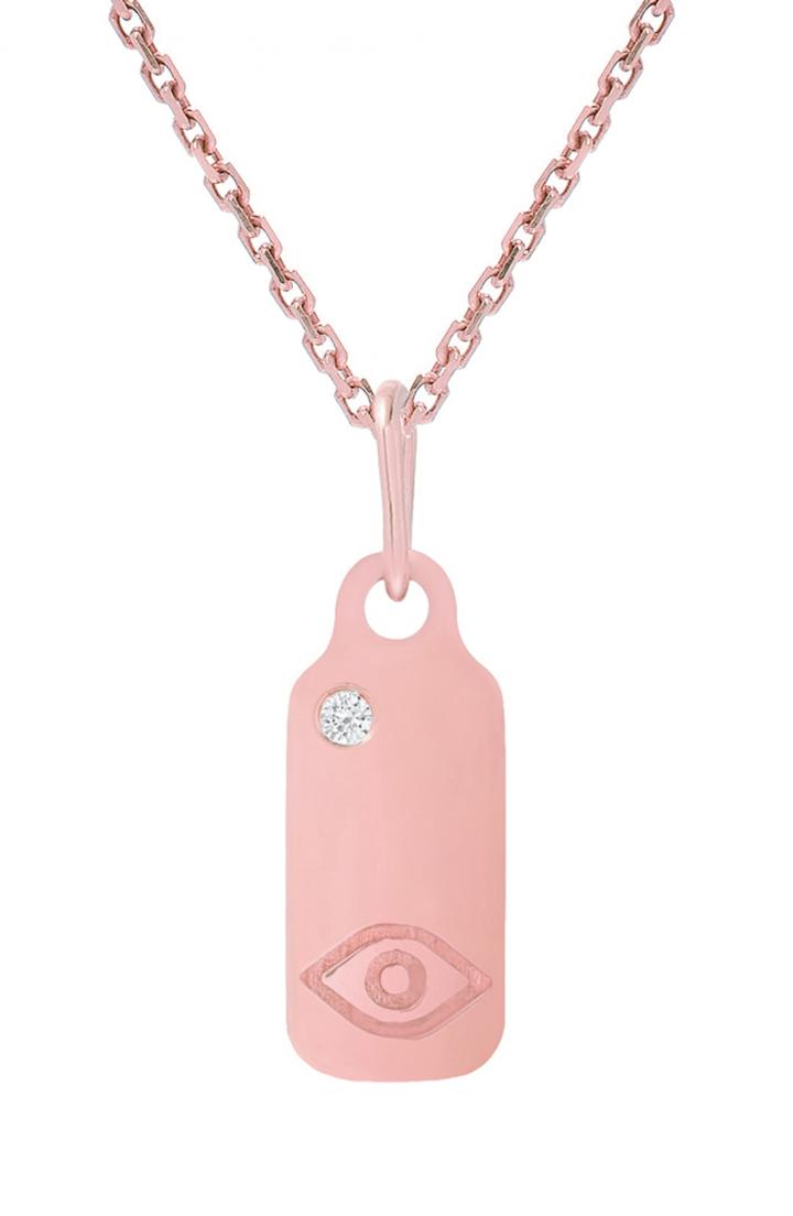 Women's Mini Mini Jewels Icons - Evil Eye Diamond Dog Tag Necklace