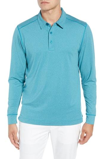 Men's Cutter & Buck Matthew Drytec Long Sleeve Polo, Size - Blue