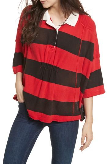 Women's Free People Yuki Oversize Polo - Red