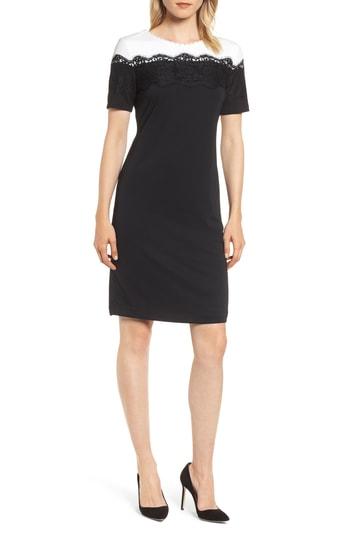 Women's Karl Lagerfeld Paris Lace & Pearly Bead Sheath Dress - Black