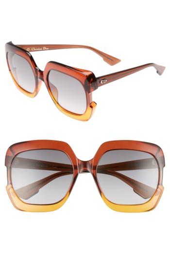 Women's Dior Gaia 58mm Square Sunglasses - Brown/ Orange