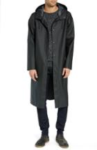 Men's Stutterheim Long Logo Print Waterproof Raincoat - Black
