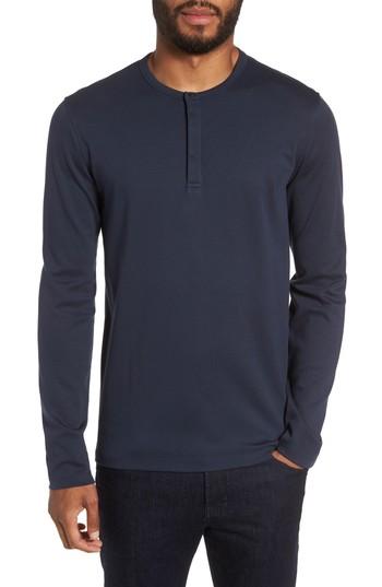 Men's Calibrate Refined Cotton Henley, Size - Blue