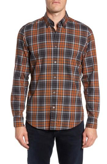 Men's Boss Check Sport Shirt - Brown