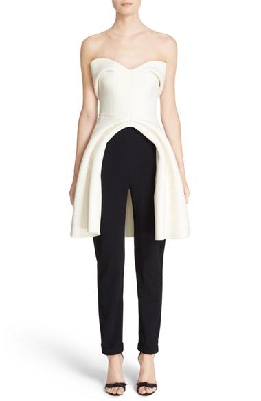 Women's Brandon Maxwell Strapless Sweetheart Open Peplum Top