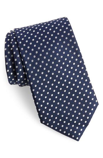 Men's Nordstrom Men's Shop Norton Dot Silk Tie, Size X-long - Blue