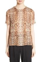 Women's Adam Lippes Ocelot Print Silk Tee - Brown