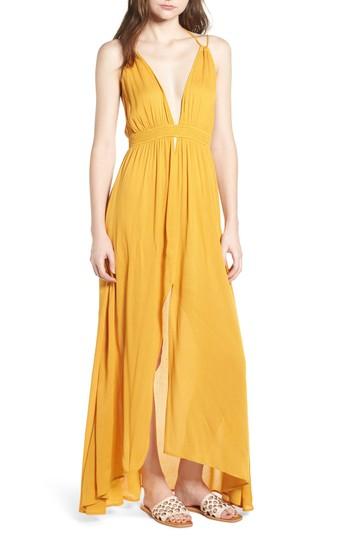 Women's Astr The Label Gauze Crinkle Maxi Dress - Yellow