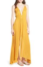 Women's Astr The Label Gauze Crinkle Maxi Dress - Yellow