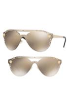 Women's Versace Medusa 142mm Crystal Shield Sunglasses - Gold Mirror