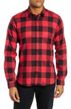 Men's Jared Lang Trim Fit Buffalo Check Sport Shirt - Red