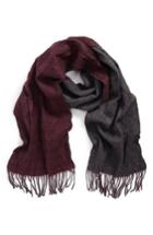 Men's John Varvatos Star Usa Double Face Windowpane Wool Scarf, Size - Burgundy