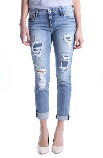 Women's Kut From The Kloth Catherine Ripped Boyfriend Jeans - Blue/green