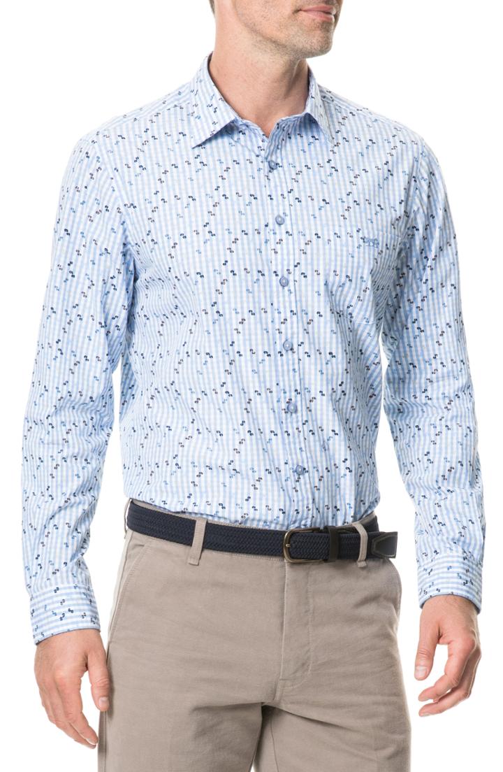 Men's Rodd & Gunn Mitchies Crossing Regular Fit Spotted Gingham Sport Shirt, Size - Blue