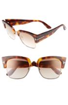 Women's Tom Ford Dakota 55mm Retro Sunglasses - Blonde Havana/ Brown Mirror