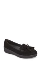 Women's Fitflop Tassel Bow Sneakerloafer(tm) Water Repellent Flat M - Black