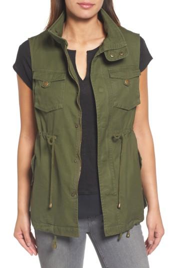 Petite Women's Pleione Cotton Twill Military Vest P - Green