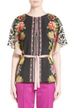 Women's Etro Floral & Maze Print Silk Blouse Us / 42 It - Pink