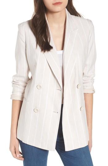 Women's Leith Double Breasted Linen Blend Blazer - Beige
