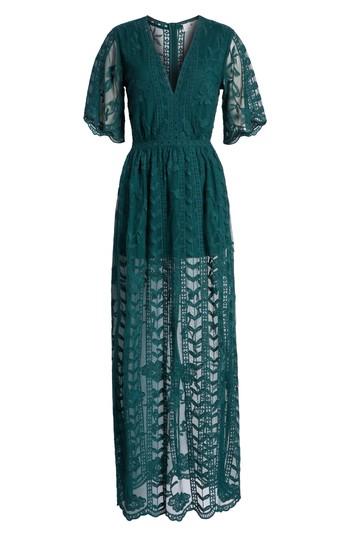 Women's Socialite Lace Overlay Romper, Size - Green