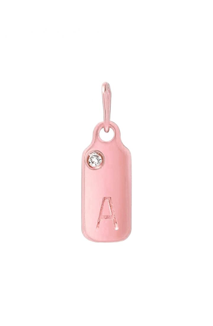 Women's Mini Mini Jewels Diamond Accented Initial Dog Tag Pendant