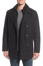 Men's Marc New York Burnett Peacoat With Rib Knit Bib, Size - Black