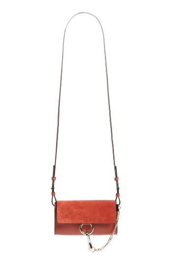 Women's Chloe Mini Faye Suede & Leather Wallet On A Chain - Purple