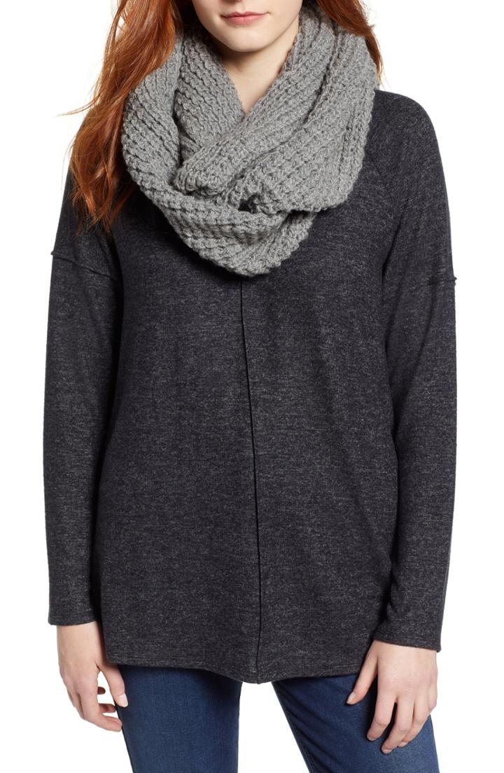 Women's Nirvanna Designs Double Wide Merino Infinity Scarf, Size - Grey