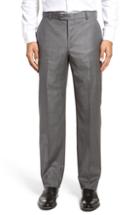 Men's Hickey Freeman Classic B Fit Flat Front Solid Wool Trousers R - Grey