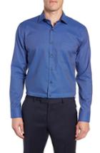 Men's Nordstrom Men's Shop Trim Fit Non-iron Dot Dress Shirt - 32/33 - Blue