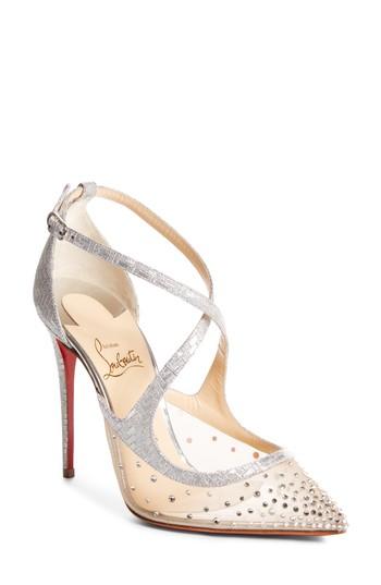 Women's Christian Louboutin Twistissima Embellished Pump Us / 36eu - Metallic