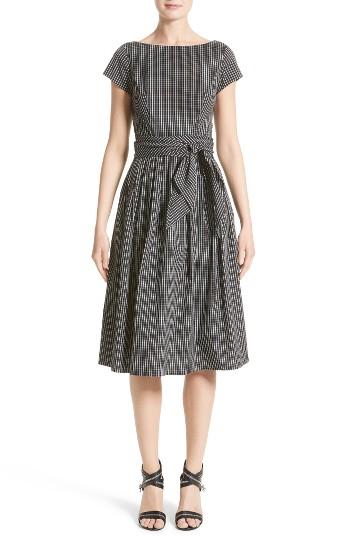 Women's Michael Kors Windowpane Stretch Cotton Poplin Dress - Black