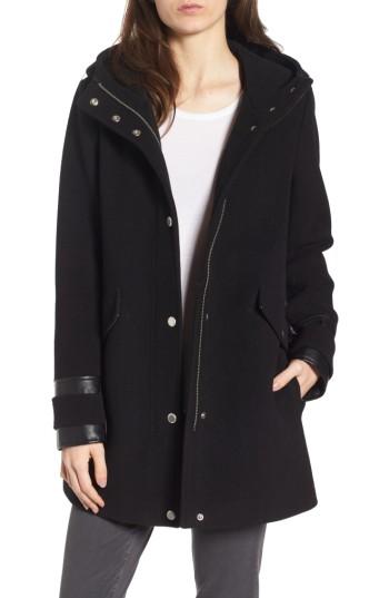 Women's Andrew Marc Wool Blend Peacoat - Black