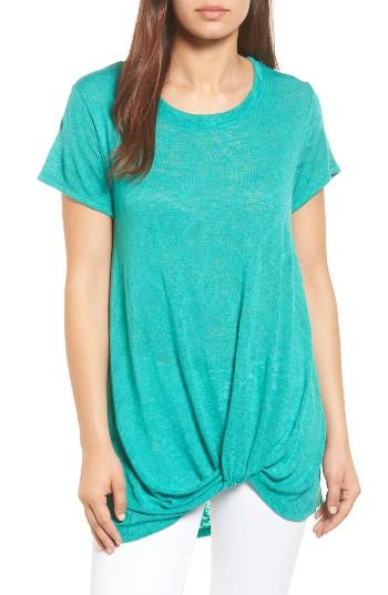 Women's Bobeau Jessica Twist Hem Slub Tee - Green