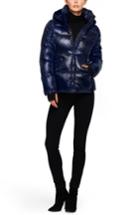 Women's S13 'kylie' Metallic Quilted Jacket With Removable Hood - Blue