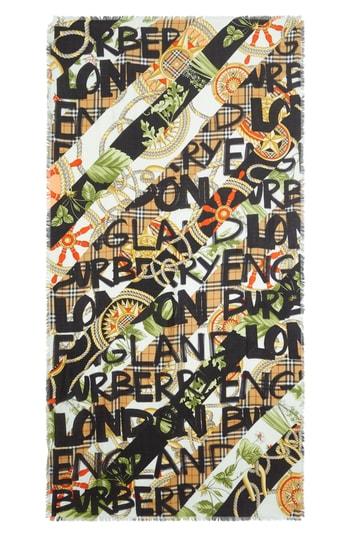 Women's Burberry Print Wool, Silk & Cashmere Scarf, Size - Yellow